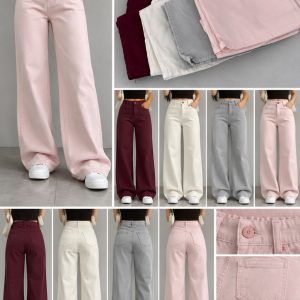 Blush Pink High-Waist Wide-Leg Jeans